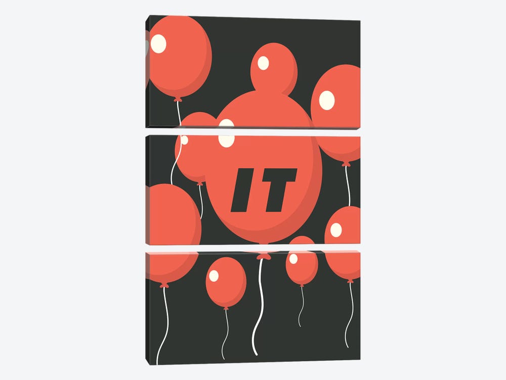 It Minimalist Poster - Balloon Float  by Popate 3-piece Canvas Print