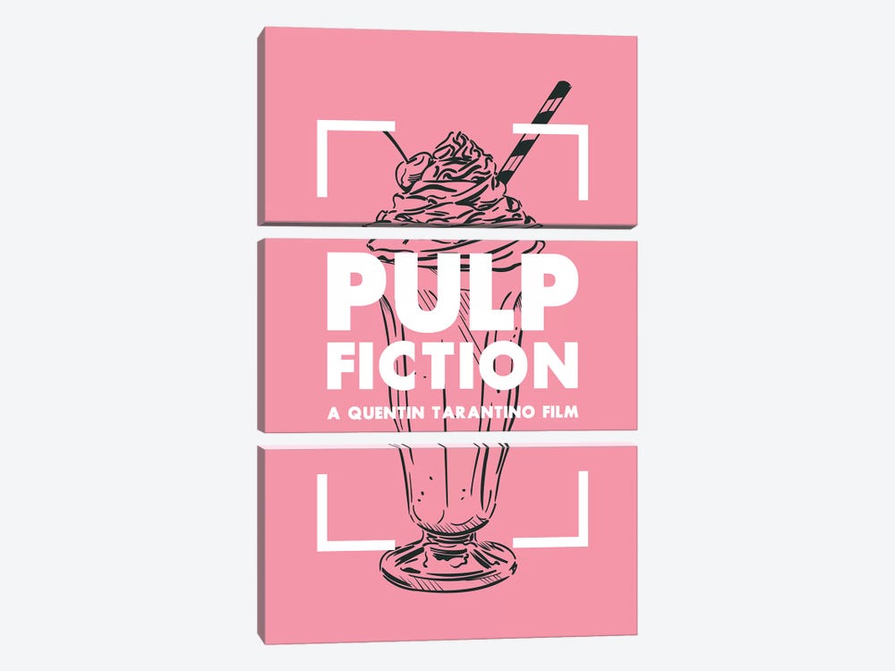 Pulp Fiction Vintage Poster  by Popate 3-piece Canvas Wall Art