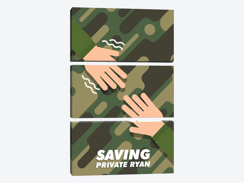 Saving Private Ryan Minimalist Poster  by Popate 3-piece Canvas Art Print