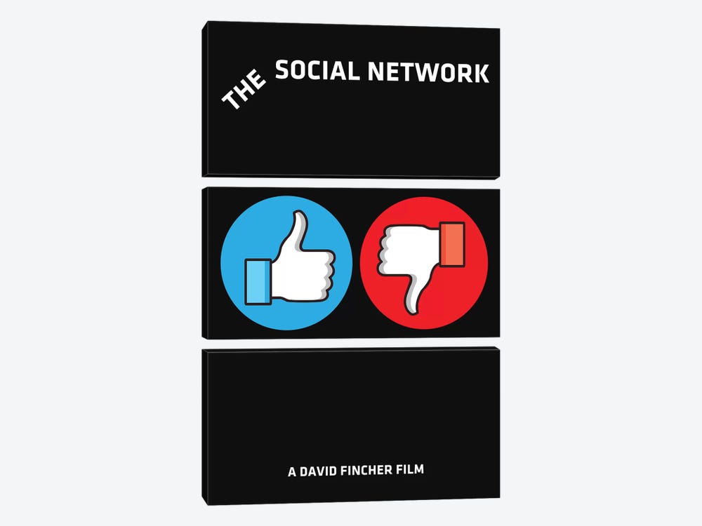 The Social Network Alternative Minimalist Poster  by Popate 3-piece Canvas Art Print