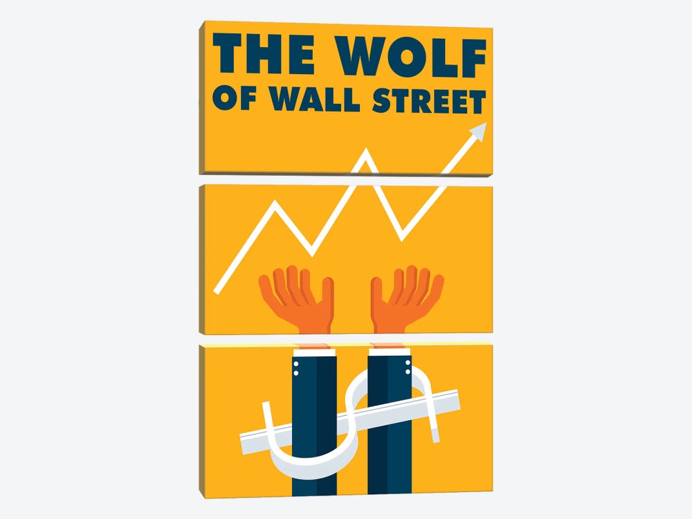 The Wolf of Wall Street Minimalist Poster  by Popate 3-piece Canvas Print