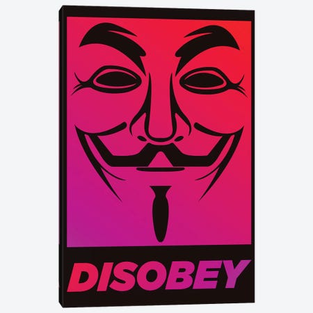 V for Vendetta - Disobey  Canvas Print #PTE225} by Popate Art Print