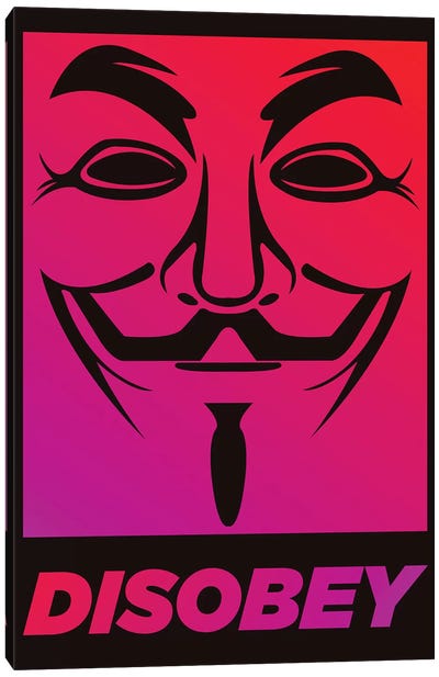 V for Vendetta - Disobey  Canvas Art Print - Minimalist Quotes