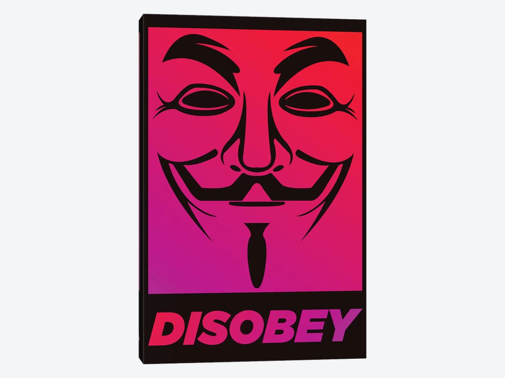 V for Vendetta - Disobey  by Popate 1-piece Canvas Art
