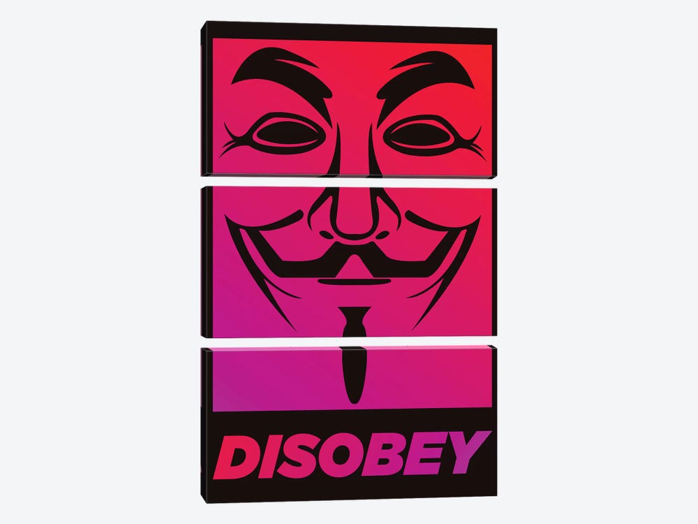 V for Vendetta - Disobey  by Popate 3-piece Canvas Wall Art