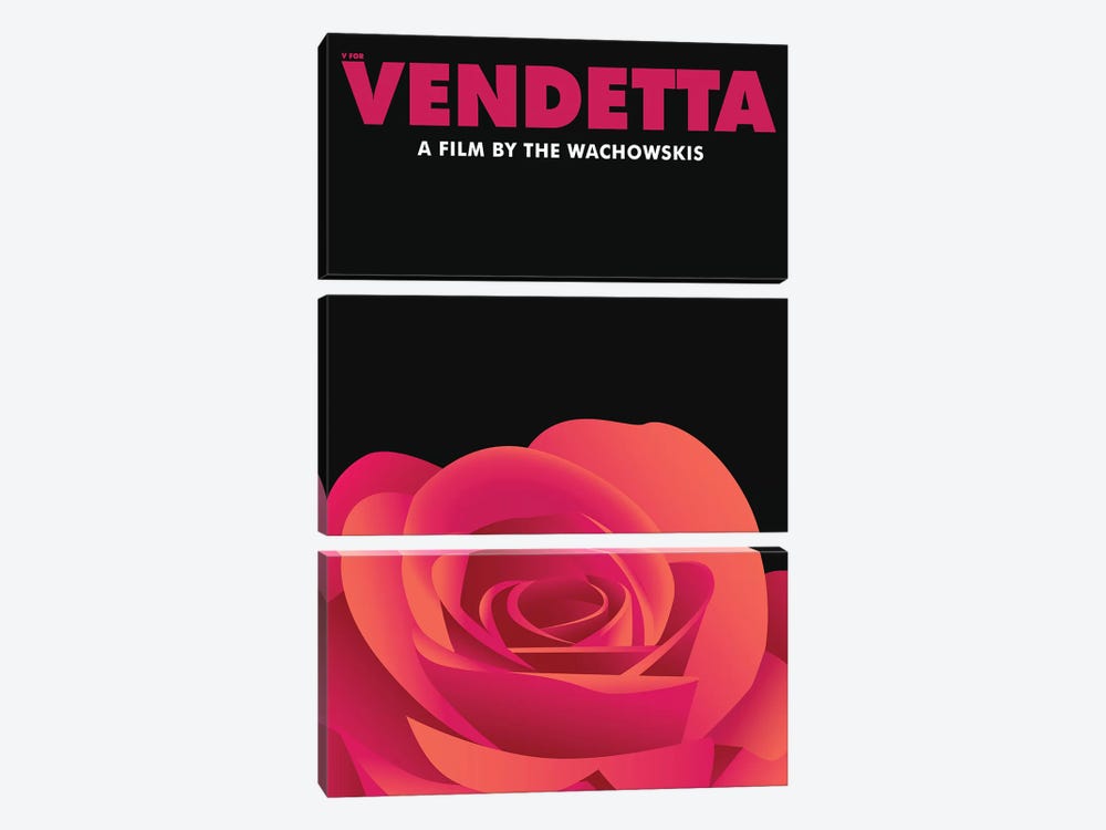 V for Vendetta Minimalist Poster - Violet Carson  by Popate 3-piece Canvas Print