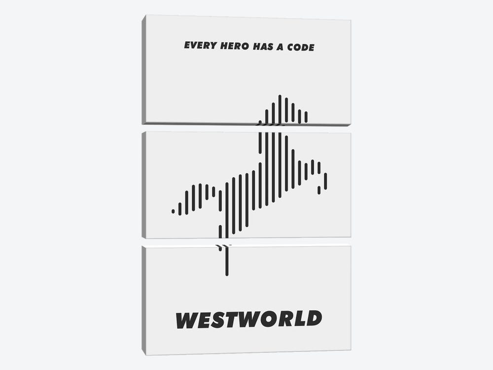 Westworld Minimalist Poster - Piano #1  by Popate 3-piece Canvas Artwork