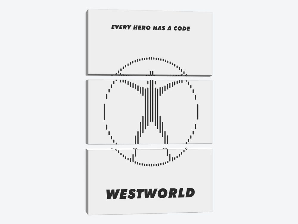 Westworld Minimalist Poster - Piano #3  by Popate 3-piece Canvas Wall Art