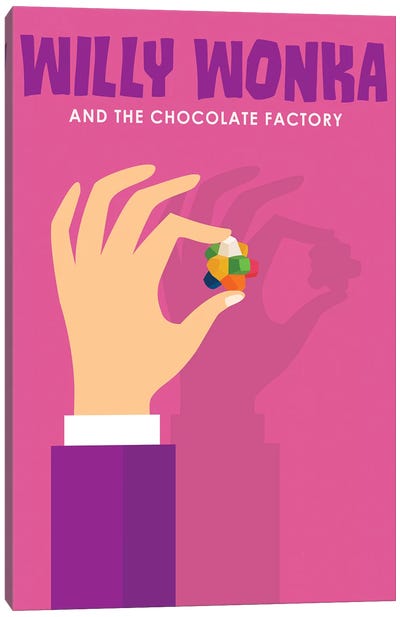 Willy Wonka and The Chocolate Factory Minimalist Poster  Canvas Art Print - Animation & Kids Minimalist Movie Posters