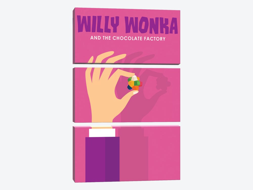 Willy Wonka and The Chocolate Factory Minimalist Poster  by Popate 3-piece Canvas Art