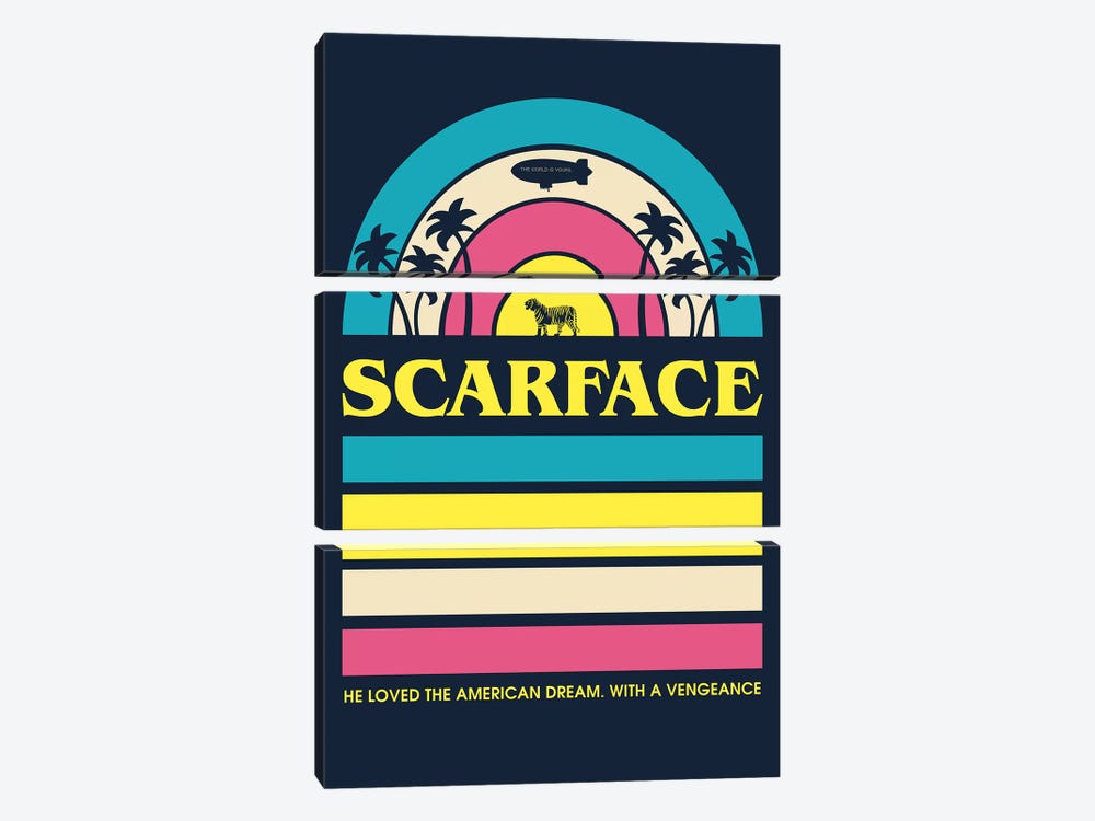 Scarface Vintage Poster by Popate 3-piece Canvas Artwork
