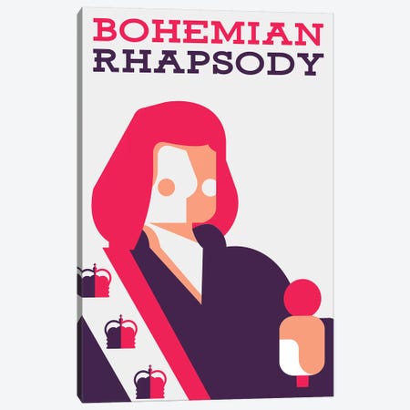 Bohemian Rhapsody Minimalist Poster  - Farrokh Bulsara Canvas Print #PTE238} by Popate Canvas Print