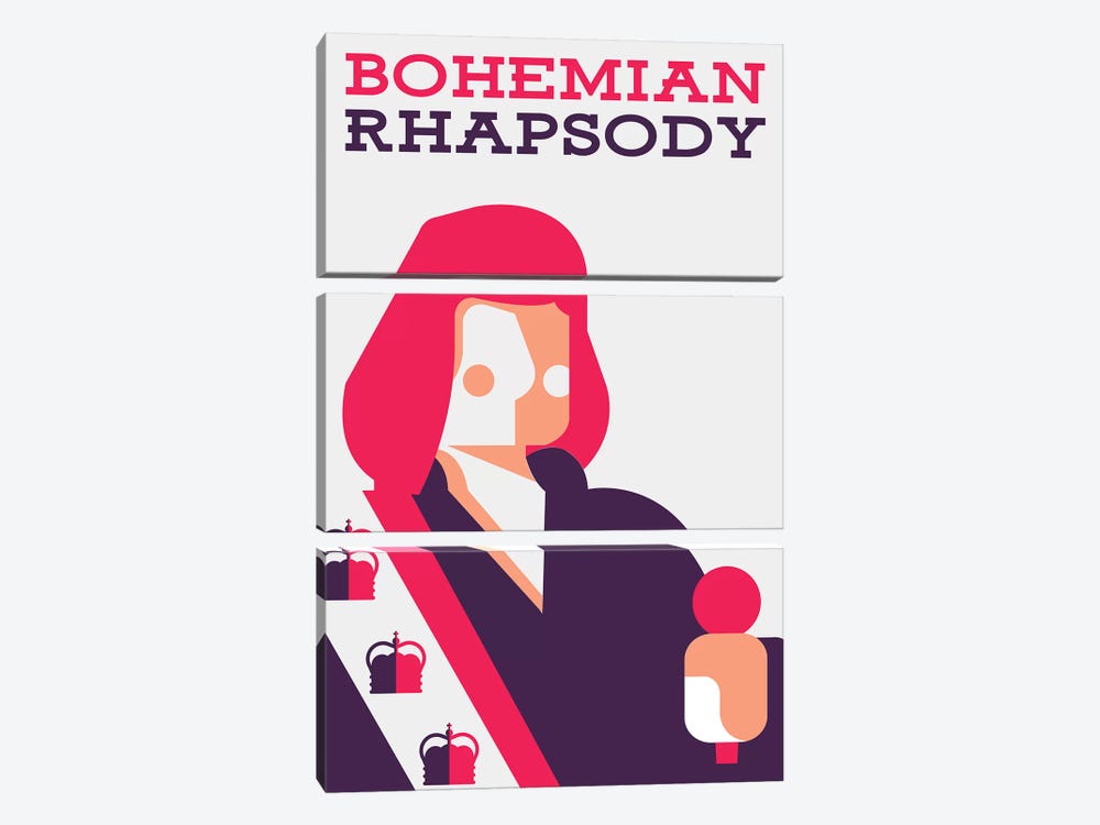 Bohemian Rhapsody Minimalist Poster  - Farrokh Bulsara by Popate 3-piece Canvas Wall Art