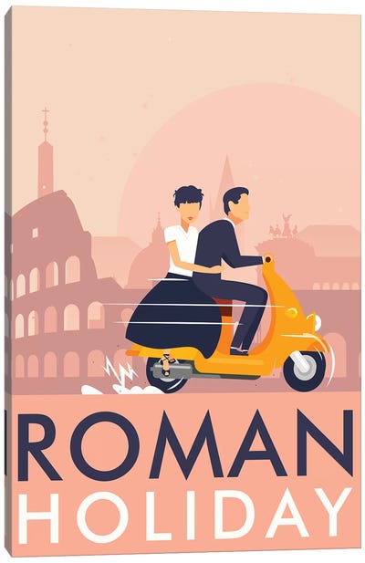 Roman Holiday Minimalist Poster  Canvas Art Print - Romance Movie Art