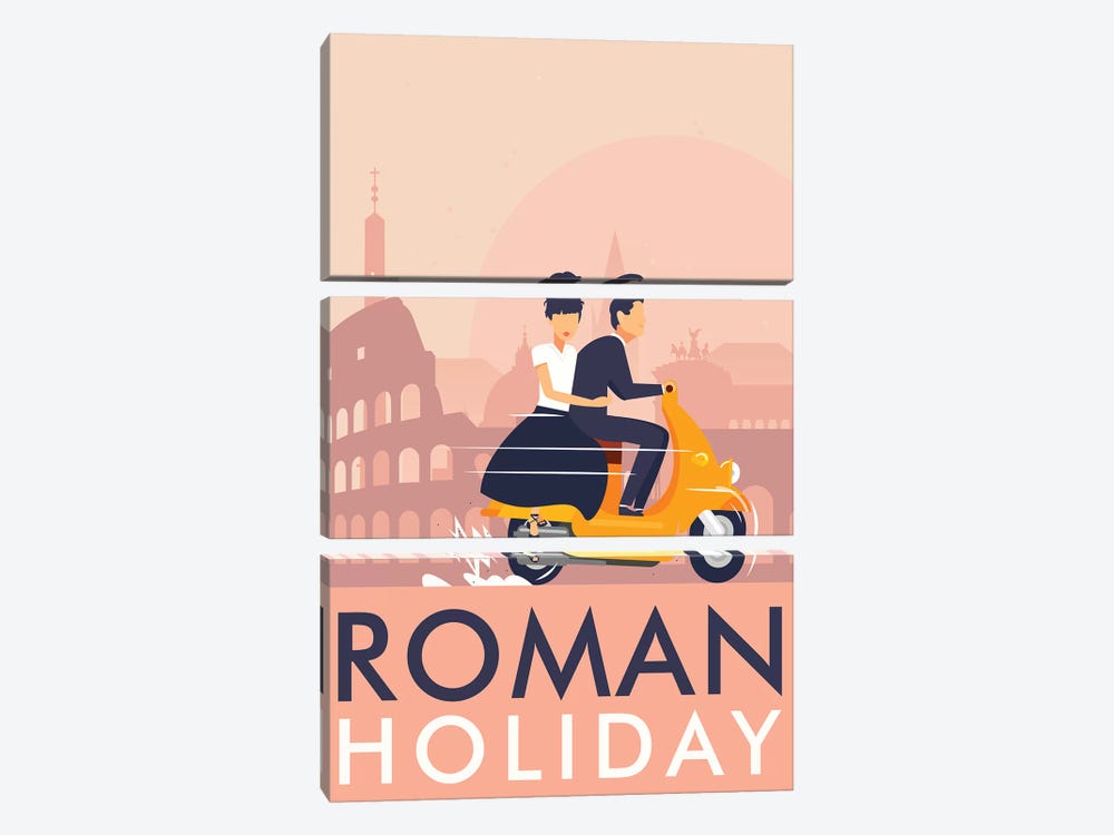 Roman Holiday Minimalist Poster  by Popate 3-piece Art Print