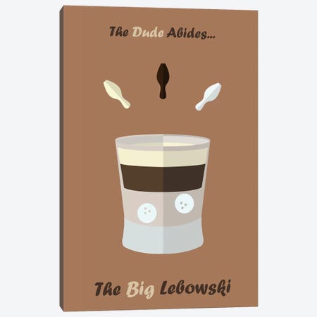 The Big Lebowski Minimalist Poster  - White Russian Canvas Print #PTE247} by Popate Canvas Art Print