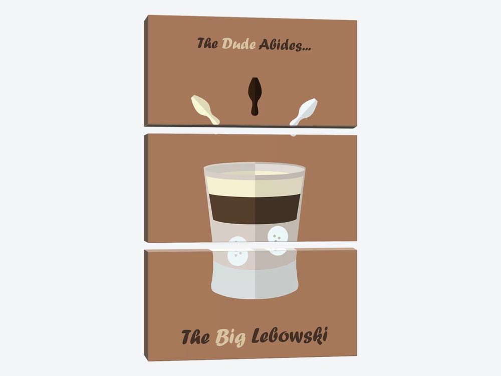 The Big Lebowski Minimalist Poster  - White Russian by Popate 3-piece Canvas Wall Art