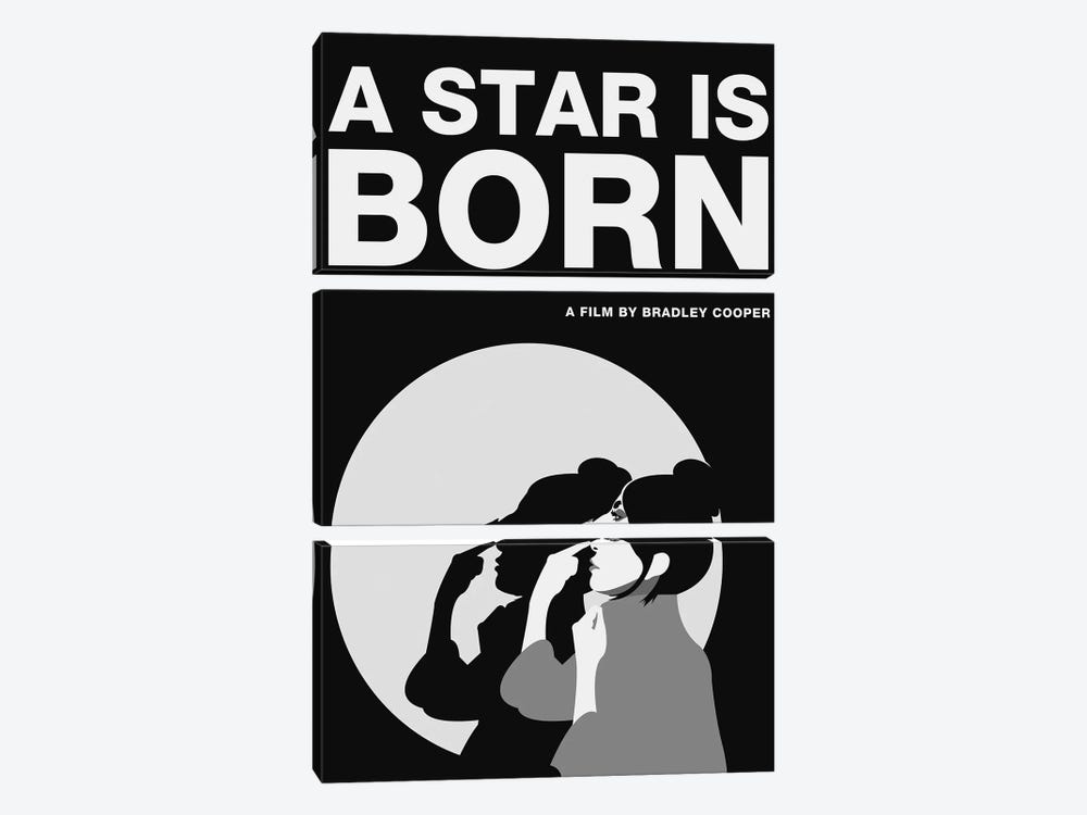 A Star is Born Alternative Poster - Ally Black and White by Popate 3-piece Canvas Art Print