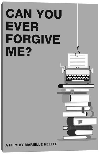 Can You Ever Forgive Me Minimalist Poster Black and White Canvas Art Print - Crime & Gangster Movie Art