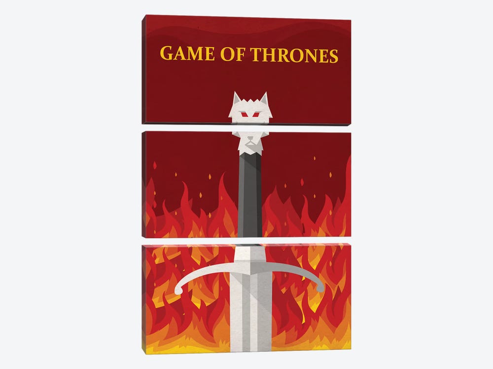 Game of Thrones Minimalist Poster - Jon Meets Daenerys by Popate 3-piece Canvas Wall Art