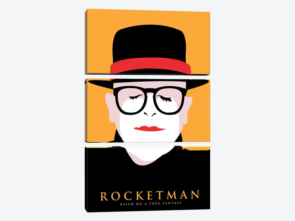 Rocketman Minimalist Poster by Popate 3-piece Canvas Wall Art