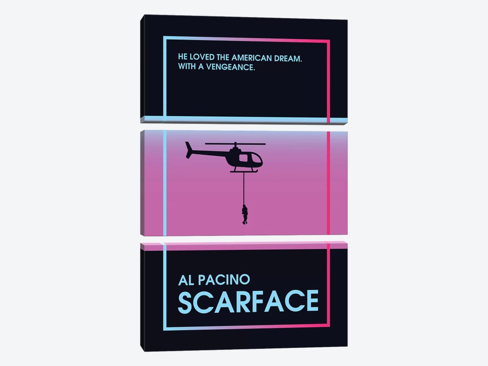Scarface Retro Style Poster by Popate 3-piece Canvas Art