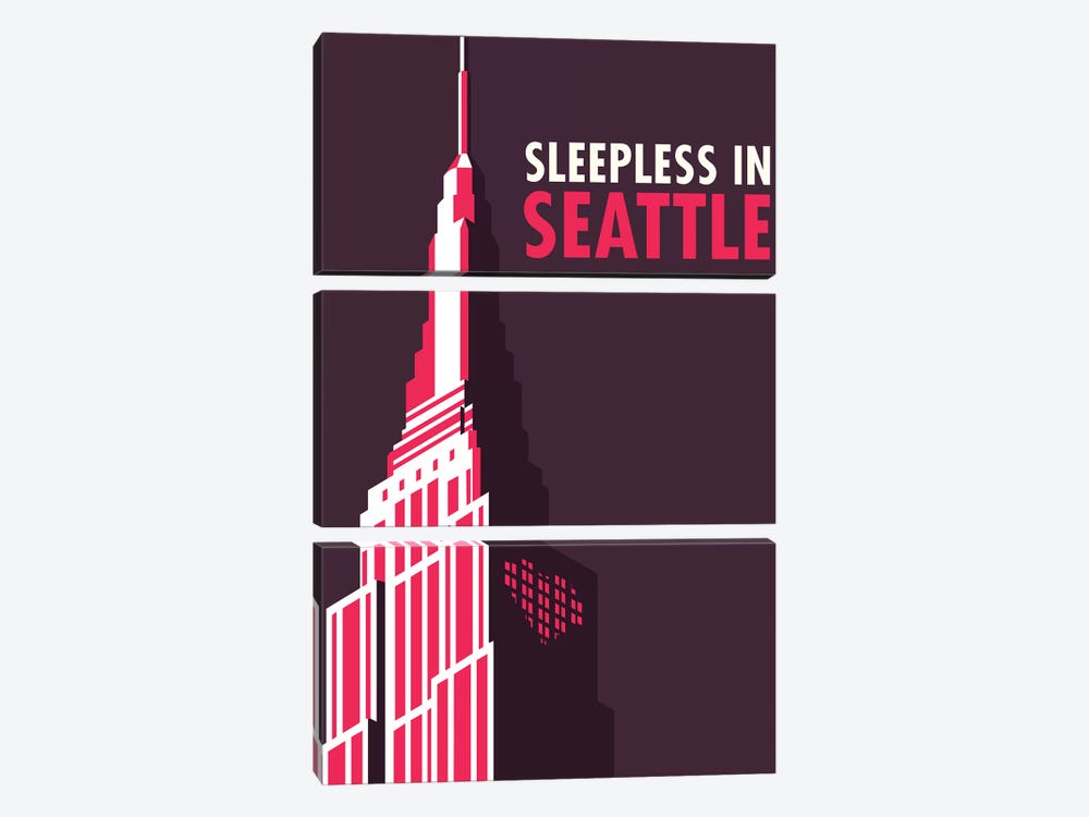 Sleepless in Seattle Minimalist Poster by Popate 3-piece Canvas Art Print