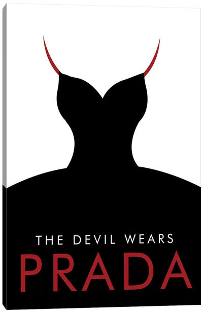 The Devil Wears Prada Minimalist Poster Canvas Art Print - Black, White & Red Art