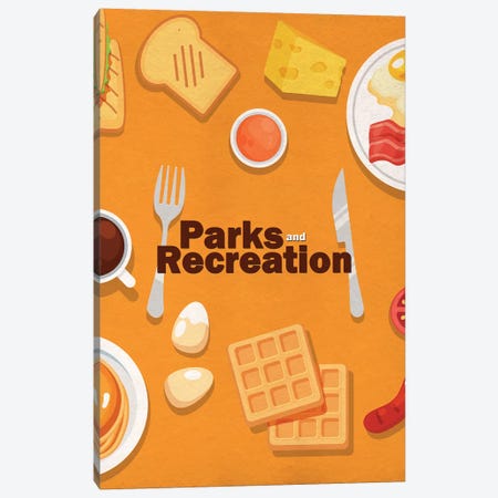 Parks and Recreation Minimalist Poster - Breakfast Food Canvas Print #PTE287} by Popate Art Print