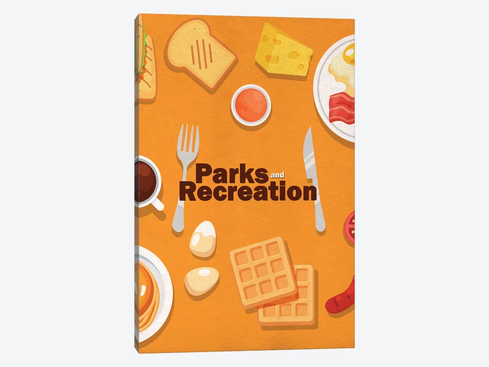 Parks and Recreation Minimalist Poster - Breakfast Food by Popate 1-piece Canvas Wall Art