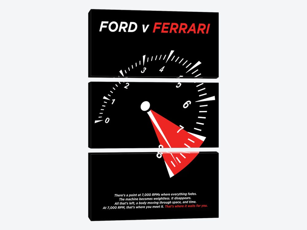 Ford V Ferrari Minimalist Poster by Popate 3-piece Canvas Print