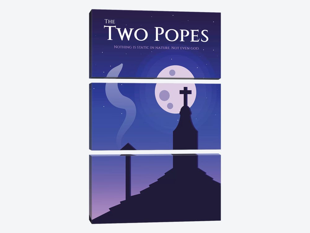 The Two Popes Minimalist Poster by Popate 3-piece Canvas Print