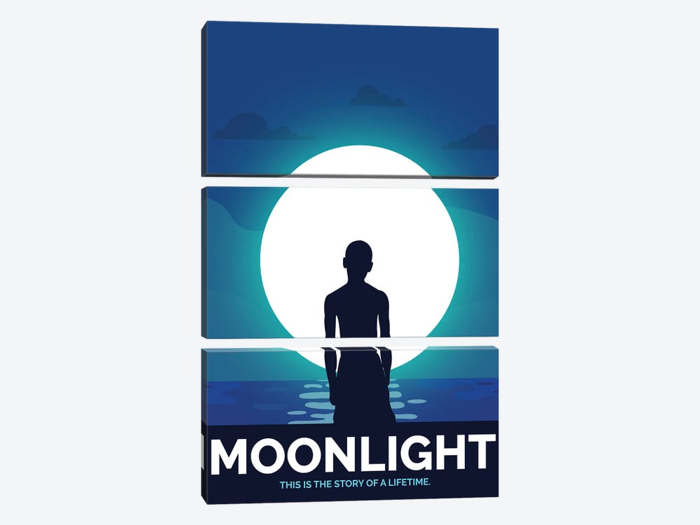 Moonlight Minimalist Poster By Popate by Popate 3-piece Canvas Art