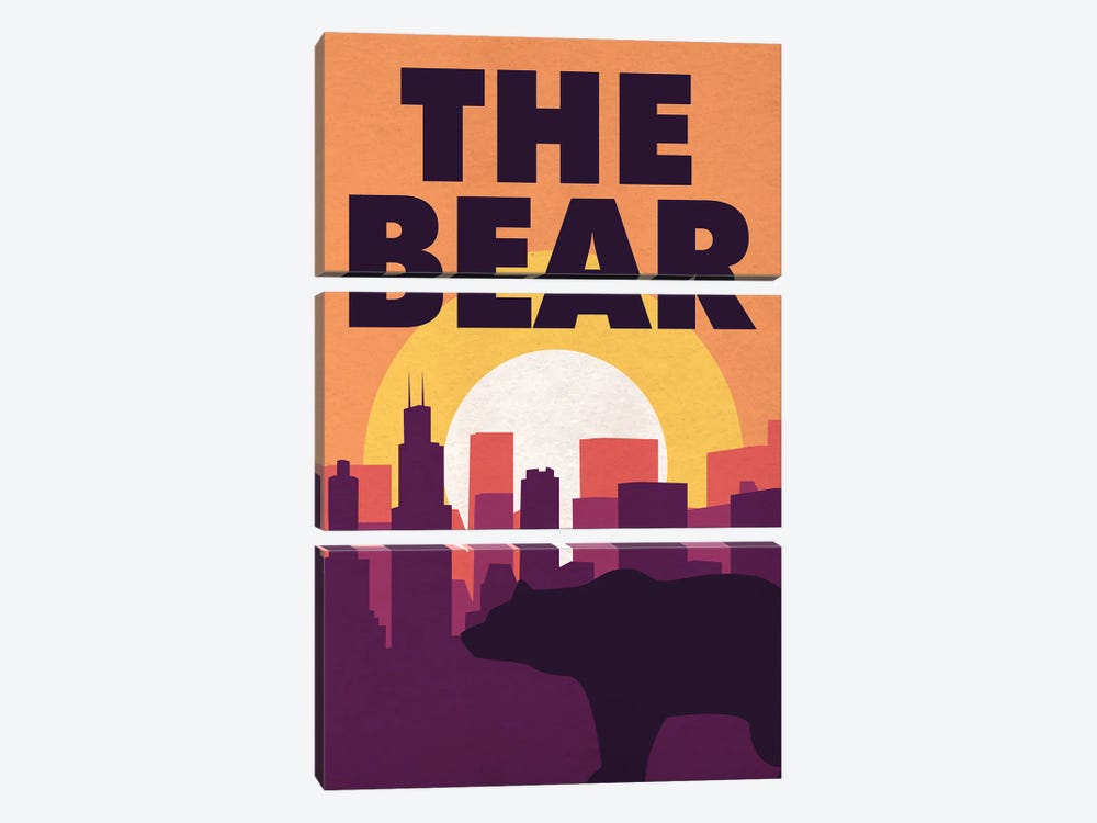The Bear Minimalist Poster by Popate 3-piece Canvas Art Print