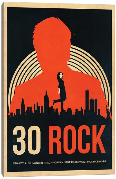 30 Rock Alternative Vintage Poster Canvas Art Print - Minimalist Posters