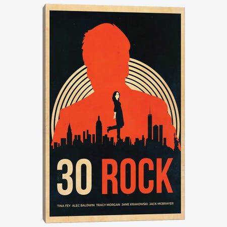 30 Rock Alternative Vintage Poster Canvas Print #PTE3} by Popate Canvas Art Print