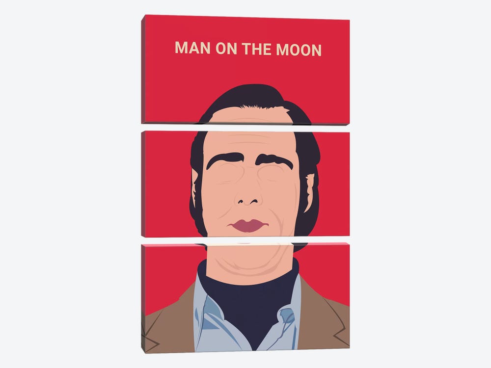 Man On The Moon Minimalist Poster by Popate 3-piece Canvas Art Print