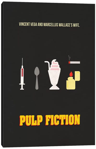 Pulp Fiction Minimalist Poster Canvas Art Print - Pulp Fiction