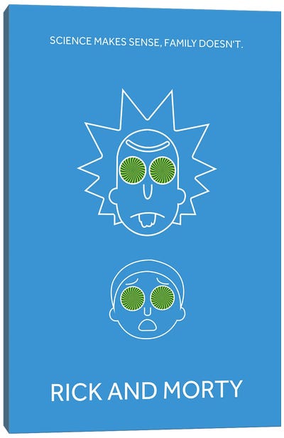 Rick And Morty Minimalist Poster Canvas Art Print - Cartoon & Animated TV Show Art