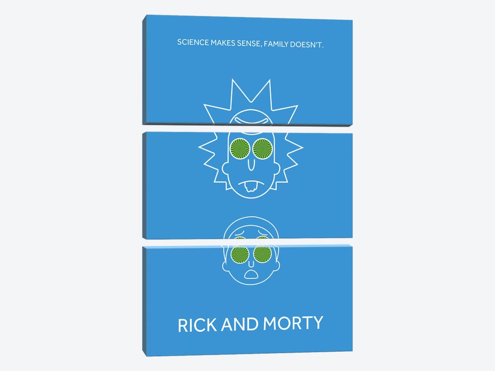 Rick And Morty Minimalist Poster by Popate 3-piece Canvas Art Print
