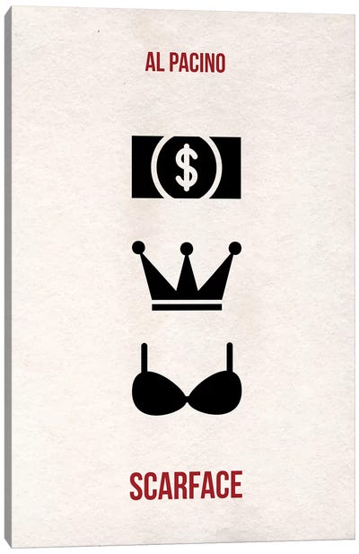 Scarface, Money Power Women Minimalist Poster Canvas Art Print - Scarface