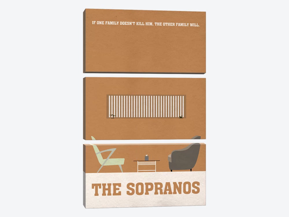 The Sopranos Minimalist Poster I by Popate 3-piece Canvas Print