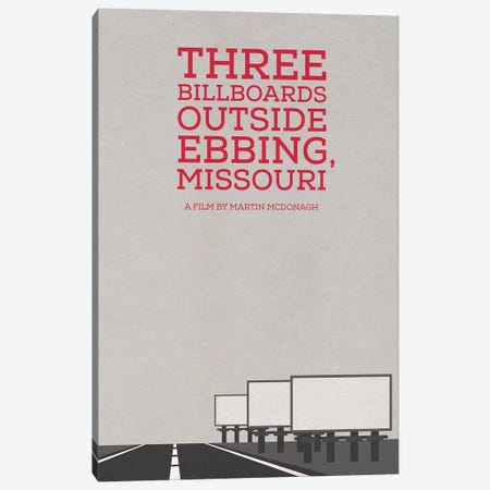 Three Billboards Outside Ebbing Missouri Minimalist Poster Canvas Print #PTE99} by Popate Canvas Art Print