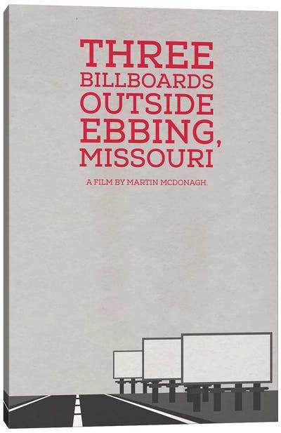 Three Billboards Outside Ebbing Missouri Minimalist Poster Canvas Art Print