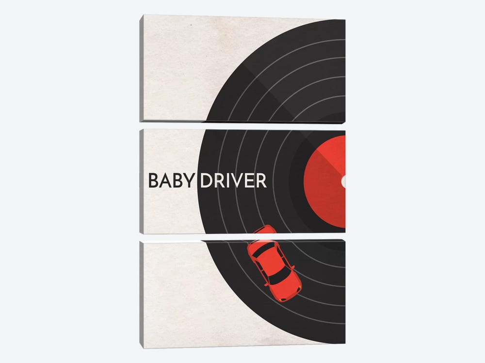 Baby Driver Minimalist Poster by Popate 3-piece Canvas Art Print