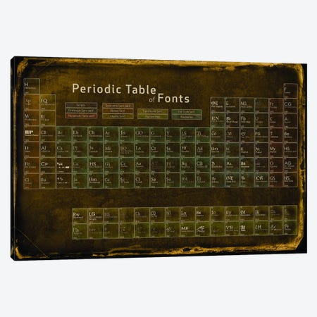 Periodic Table of Fonts #4 Canvas Print #PTF4} by 5by5collective Art Print