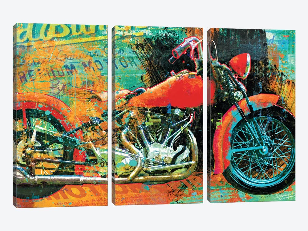 Hardtail Tangerine by Porter Hastings 3-piece Canvas Print