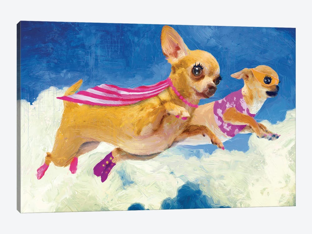 Chick Chihuahua And Darlene by Porter Hastings 1-piece Canvas Print