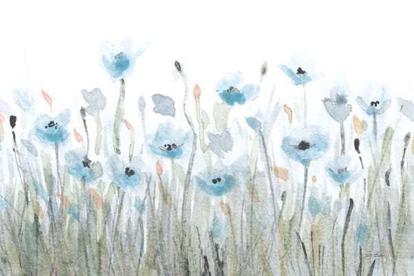 Patti Bishop: Dusty Blue Pink Poppy III by Patti Bishop