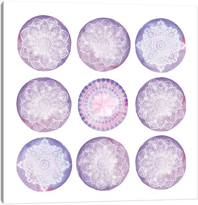 Lilac Droplets Canvas Art Print - Pastel Medallions